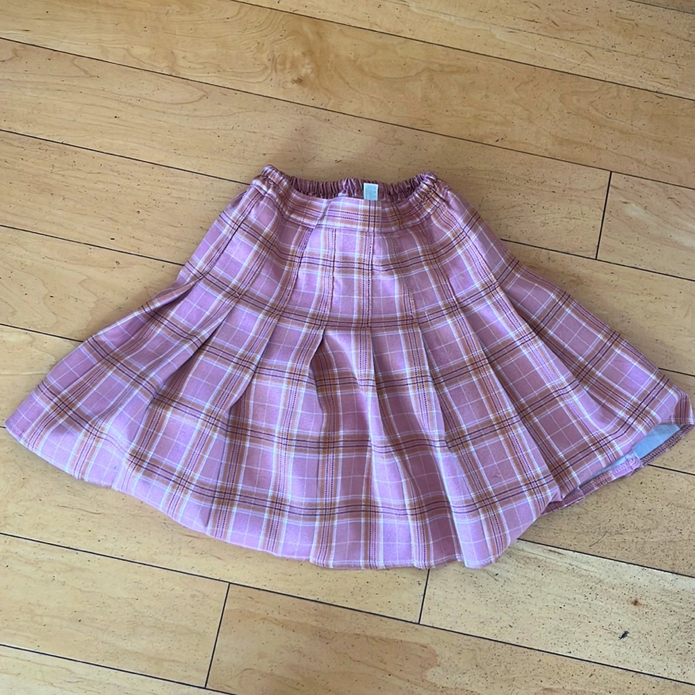 Pink plaid skirt